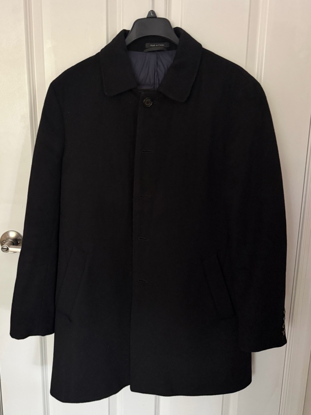 Men's RALPH LAUREN Peacoat Wool-Blend Black Size 40R Button Up